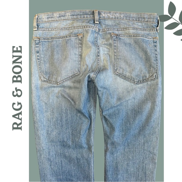 Rag & Bone Upcycled Patchwork Denim Jeans Hand Embroidered Blue White Size 29 - Picture 7 of 8